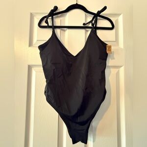 PINK Victoria's Secret Black bathing suit Bodysuit HIGH hip, low back